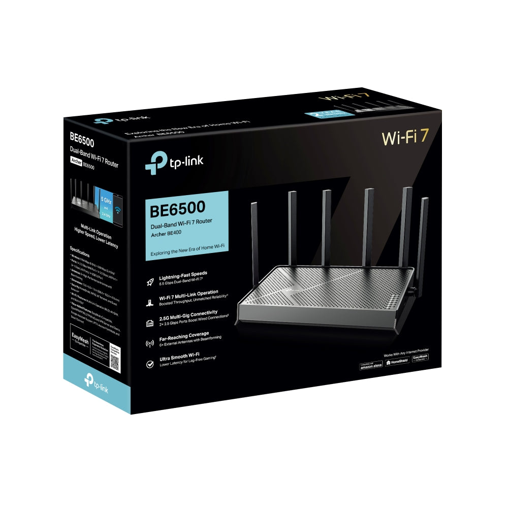 TP-LINK ARCHER BE400 | BE6500 DUAL-BAND WI-FI 7 ROUTER WITH 2.5GBE LAN/WAN PORT
