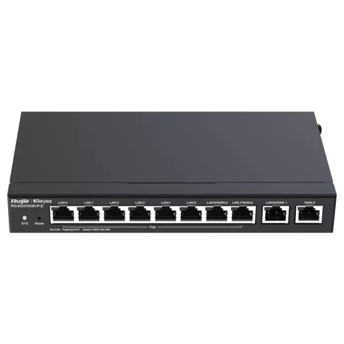 Reyee 10 Port Gigabit 4 WAN 8 PoE 110W Cloud Router.