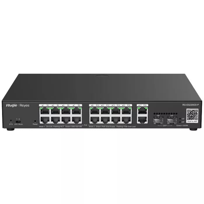 Reyee 18 Port Gigabit with 16 PoE 250W 2SFP Smart Managed Switch.
