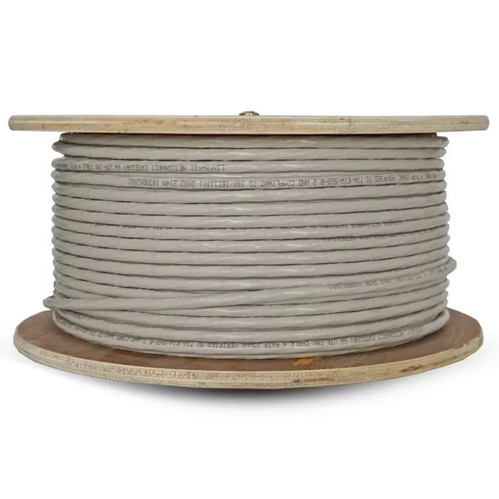 Linkbasic 100M Drum Cat6a Solid Grey UTP Cable.