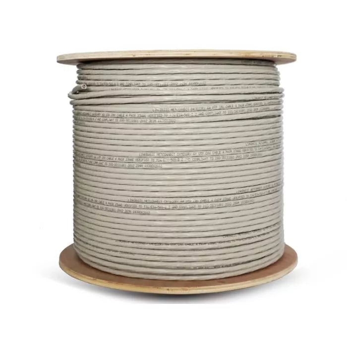 Linkbasic 305M Drum Cat6a Solid Grey UTP Cable.