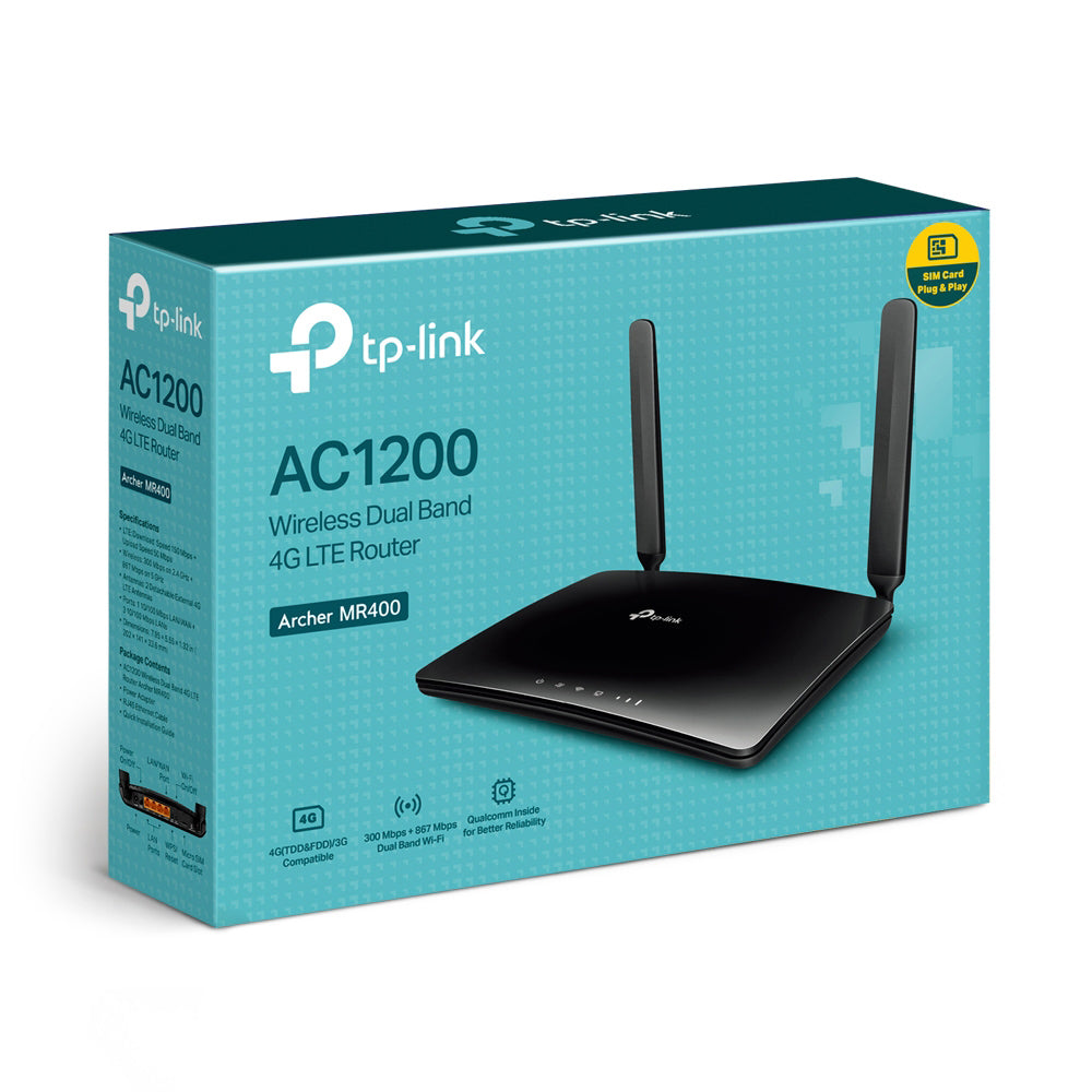 TP-LINK ARCHER MR400 | AC1200 WIRELESS SIM SLOT 3G/4G/LTE DUAL BAND ROUTER