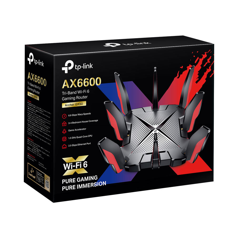 TP-LINK ARCHER GX90 | AX6600 TRI-BAND WI-FI 6 4X4 MU-MIMO GIGABIT GAMING ROUTER WITH 1X 2.5GBPS WAN PORT