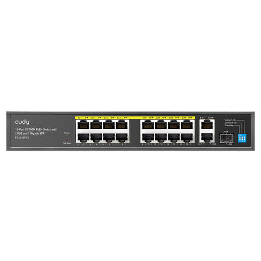 Cudy 16 Port Fast Ethernet PoE 190W 2 Gigabit 1SFP Switch