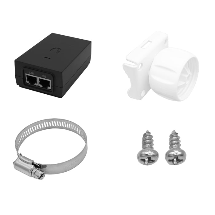 Network adapter, screws, and cable clamp