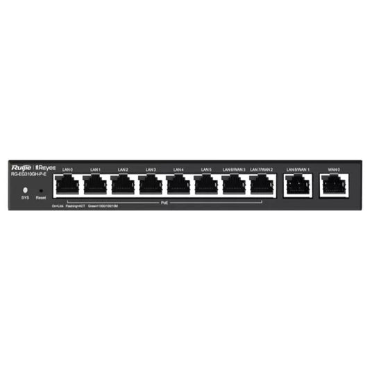 Reyee 10 Port Gigabit 4 WAN 8 PoE 110W Cloud Router.