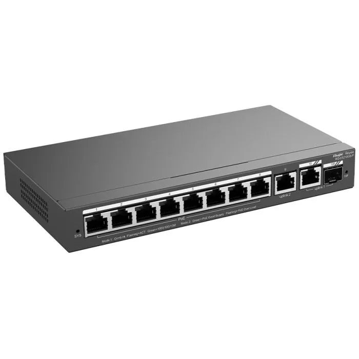 Reyee 10 Port Gigabit with 8 PoE 120W 1SFP Combo Port Smart Managed Switch.